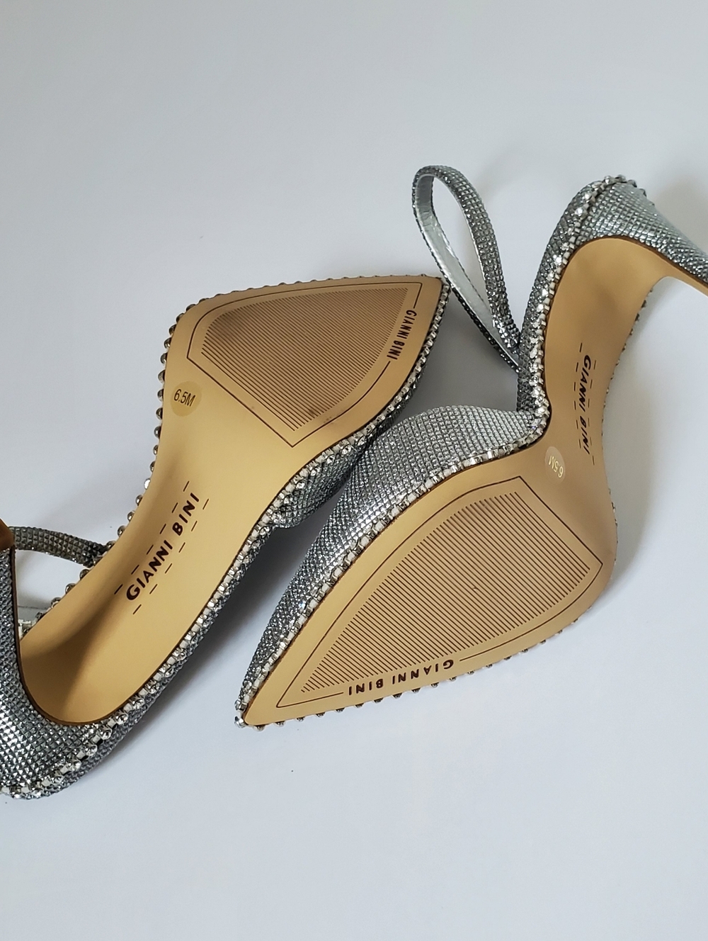 Gianni Bini Women's Kahleaa rhinestone trim stiletto heels in silver Size 6.5 - Picture 7 of 8